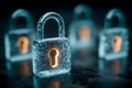 Cybersecurity Concept with Encrypted Padlocks in Focus for Security Design Generative AI Royalty Free Stock Photo