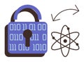 Cybersecurity Concept Featuring Lock with Binary Code and Atomic Structure Royalty Free Stock Photo