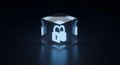 Cybersecurity Concept: Glowing Lock Inside Transparent Cube Royalty Free Stock Photo