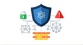 Cybersecurity Concept Shield, Firewall, Lock, Network, and Warning Icons Royalty Free Stock Photo