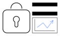 Cybersecurity Concept with Lock, Growth Chart, and Data Bars Royalty Free Stock Photo
