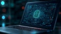 Cybersecurity concept with locked laptop screen Royalty Free Stock Photo