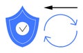 Cybersecurity Concept with Shield, Checkmark, and Circular Arrows for Data Protection Royalty Free Stock Photo
