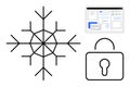 Cybersecurity Concept with Snowflake, User Interface, and Lock for Data Protection Royalty Free Stock Photo