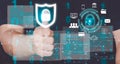 cybersecurity concept, user privacy security and encryption, Internet network data protection, anti hacker, cybercrime Royalty Free Stock Photo