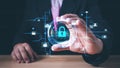 Cybersecurity concept, user privacy security and encryption, secure internet access Future technology and cybernetics