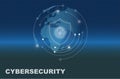 Cybersecurity consept vector drawing on blue background