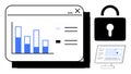 Data Security and Online Analytics Concept with Chart, Lock Symbol, and Computer Interface Royalty Free Stock Photo