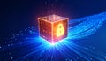 Cybersecurity Data Block with Digital Lock Royalty Free Stock Photo