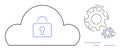 Cloud Security and Data Protection Concept with Padlock and Gears Technology and Security Systems Royalty Free Stock Photo