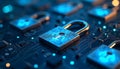 Cybersecurity and data protection concept with digital locks Royalty Free Stock Photo