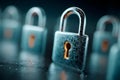 Cybersecurity and Data Protection Concept with Focused Lock Icon Generative AI Royalty Free Stock Photo