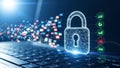 Digital Cybersecurity Padlock Data Protection Internet Security Blue Technology Background Royalty Free Stock Photo