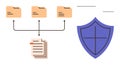 Data Protection and File Security Concept with Folders, Documents, and Shield Symbol Royalty Free Stock Photo