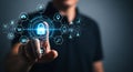 Cybersecurity and Data Protection with a Finger Touching the Secure Interface Concept Royalty Free Stock Photo