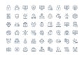 Cybersecurity and data protection line icons Keywords: cybersecurity, data protection, security, privacy, shield, lock, network, Royalty Free Stock Photo
