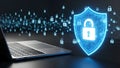 Cybersecurity Data Protection Network Security Digital Privacy Shield Laptop Dark Background Royalty Free Stock Photo