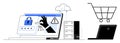 Cybersecurity Concept with Online Shopping and Data Protection Visuals Royalty Free Stock Photo