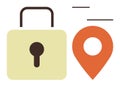 Data Security and Location Privacy Concept with Lock and Map Pin Icon Royalty Free Stock Photo