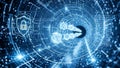 Cybersecurity Data Protection Tunnel with Digital Shield Royalty Free Stock Photo