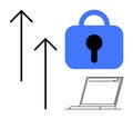 Cybersecurity and Data Protection Vector Illustration with Arrows and Laptop Royalty Free Stock Photo