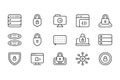 Cybersecurity and data security icons server lock shield browser code network vector illustration Royalty Free Stock Photo