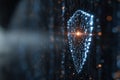 Cybersecurity Data Shields in Binary Code Environment Royalty Free Stock Photo