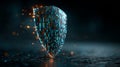 Cybersecurity Data Shields in Binary Code Environment Royalty Free Stock Photo