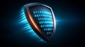 Cybersecurity Data Shields in Binary Code Environment Royalty Free Stock Photo