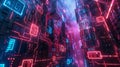 Cybersecurity Digital Fortress with Glowing Circuit Walls