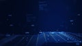 Cybersecurity digital information technology concept. Polygon binary code connected on dark blue background Royalty Free Stock Photo