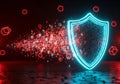 Cybersecurity Digital Shield Protection Concept with Glowing Data Stream and Futuristic Network Defense Background Royalty Free Stock Photo