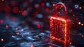 Cybersecurity Essence: Secure Digital Lock Amidst Network Nodes. Concept Networking Security,