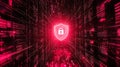 Cybersecurity firewall protection in a digital network with red encryption matrix