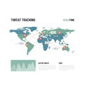 Cybersecurity Global Threat Tracking Real Time Data Visualization Infographic on World Map Royalty Free Stock Photo
