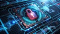Cybersecurity interface digital lock secured within a futuristic network system. Generative AI Royalty Free Stock Photo