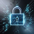 Cyber security concept lock with line and dot Royalty Free Stock Photo