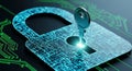 Cybersecurity key unlocking digital padlock offers secure technology solutions now Royalty Free Stock Photo