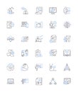 Cybersecurity line icons collection. Encryption, Firewall, Malware, Virus, Hackers, Ransomware, Phishing vector and