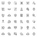 Cybersecurity line icons set