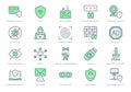 Cybersecurity line icons. Vector illustration include icon - ddos, email, malware, hacker, fingerprint, shield, phishing