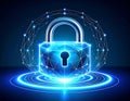 Cybersecurity lock with digital network security connection technology concept Royalty Free Stock Photo