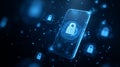 Cybersecurity Lock Icon on Digital Smartphone Interface Royalty Free Stock Photo