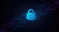 Cybersecurity lock protecting data with glowing circuit board pattern design Royalty Free Stock Photo