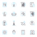 Cybersecurity measures linear icons set. Firewall, Encryption, Authentication, Authorization, Malware, Phishing