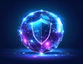 Cybersecurity Mesh Shield Protecting Global Network Data with Digital Illumination Royalty Free Stock Photo