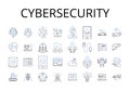 Cybersecurity line icons collection. Data protection, Information security, Nerk defense, Digital safety, Internet Royalty Free Stock Photo
