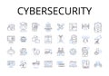 Cybersecurity line icons collection. Data protection, Information security, Nerk defense, Digital safety, Internet Royalty Free Stock Photo