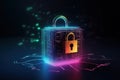 Cybersecurity Padlock, Digital Lock on Technology Network Data Protection cyber securitym, locker created, private Royalty Free Stock Photo