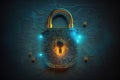 Cybersecurity Padlock, Digital Lock on Technology Network Data Protection cyber securitym, locker created, private Royalty Free Stock Photo